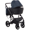 Коляска 2 в 1 Bair Mirello кожа 100% М-27/30 темно-синий - черный