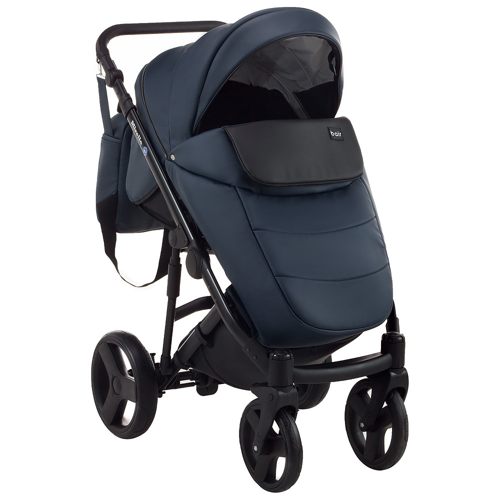Коляска 2 в 1 Bair Mirello кожа 100% М-27/30 темно-синий - черный Коляска 2 в 1 Bair Mirello кожа 100% М-27/30 темно-синий - черный
