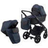 Коляска 2 в 1 Bair Mirello кожа 100% М-27/30 темно-синий - черный