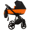 Коляска 2 в 1 Bair Mirello кожа 100% M-30/18 оранжевый - черный