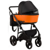Коляска 2 в 1 Bair Mirello кожа 100% M-30/18 оранжевый - черный