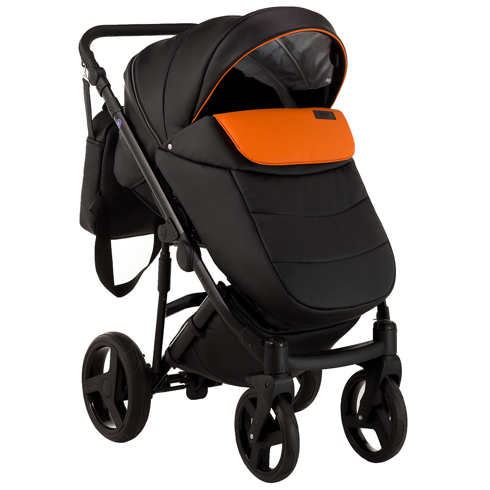 Коляска 2 в 1 Bair Mirello кожа 100% M-30/18 оранжевый - черный Коляска 2 в 1 Bair Mirello кожа 100% M-30/18 оранжевый - черный