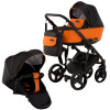Коляска 2 в 1 Bair Mirello кожа 100% M-30/18 оранжевый - черный