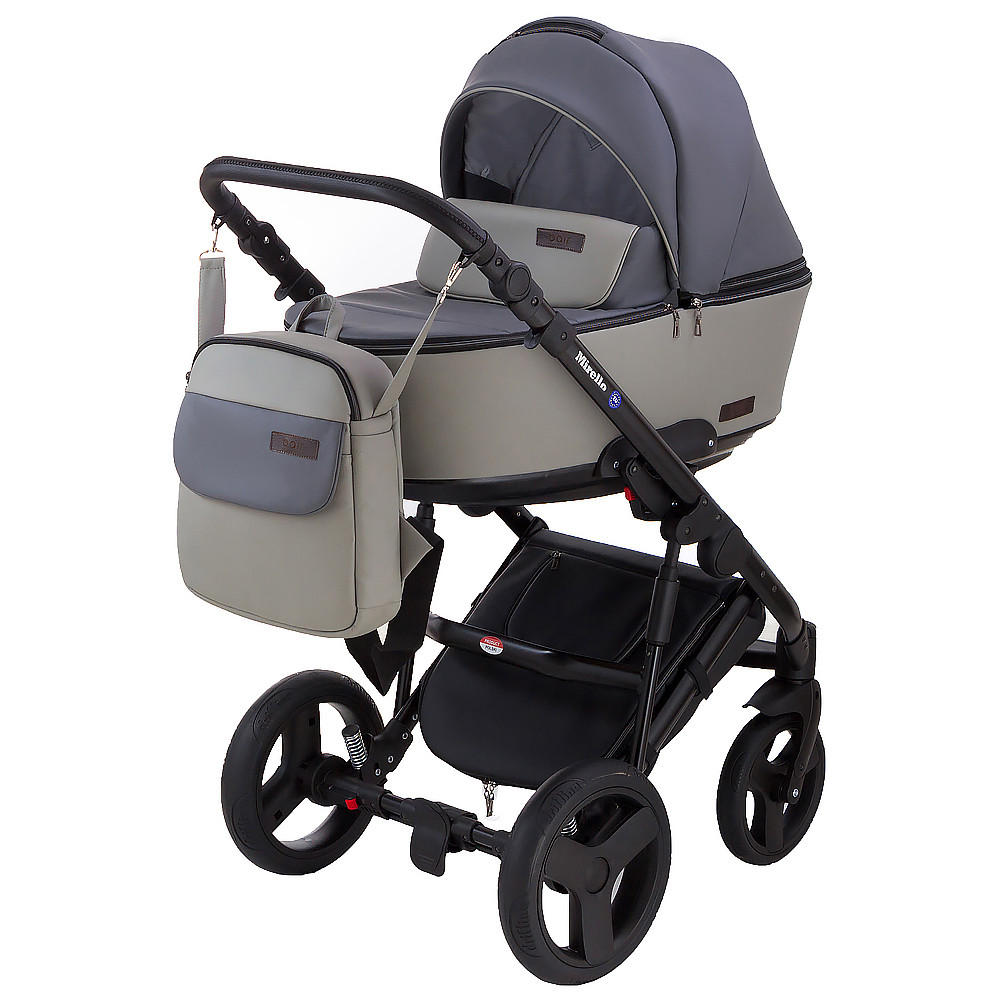 Коляска 2 в 1 Bair Mirello кожа 100% М-33/32 графит - серый