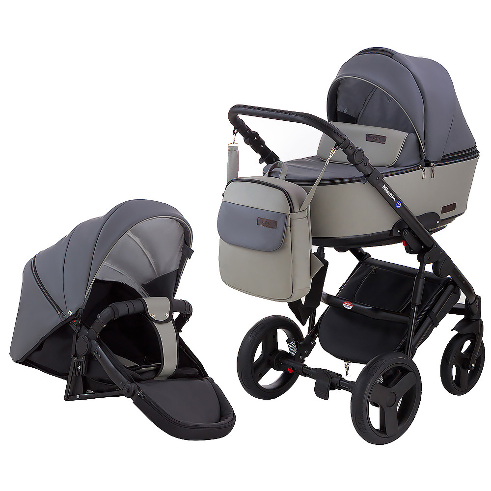 Коляска 2 в 1 Bair Mirello кожа 100% М-33/32 графит - серый