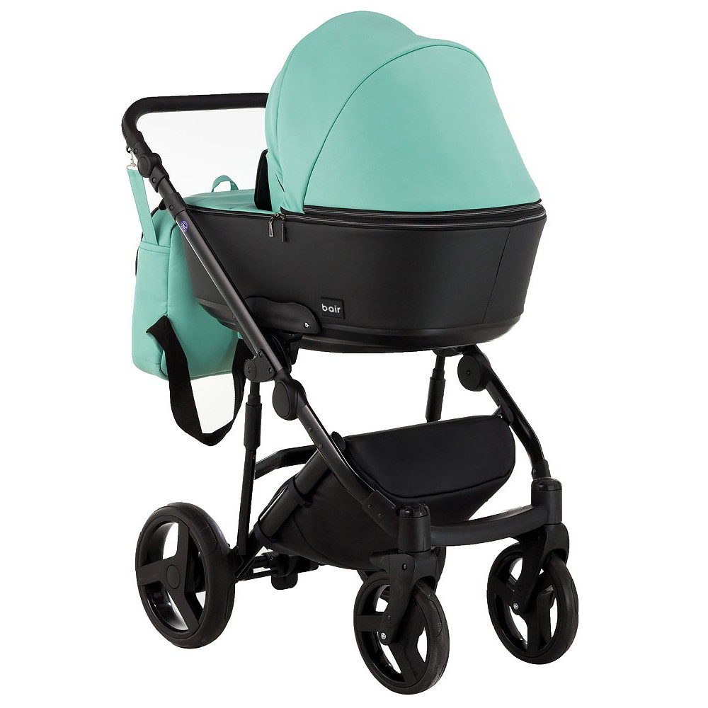 Коляска 2 в 1 Bair Mirello кожа 100% M-34/30 яркая мята - черный Коляска 2 в 1 Bair Mirello кожа 100% M-34/30 яркая мята - черный