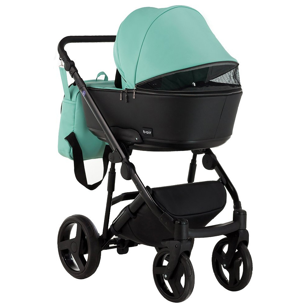 Коляска 2 в 1 Bair Mirello кожа 100% M-34/30 яркая мята - черный Коляска 2 в 1 Bair Mirello кожа 100% M-34/30 яркая мята - черный