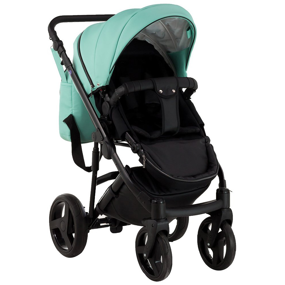 Коляска 2 в 1 Bair Mirello кожа 100% M-34/30 яркая мята - черный Коляска 2 в 1 Bair Mirello кожа 100% M-34/30 яркая мята - черный