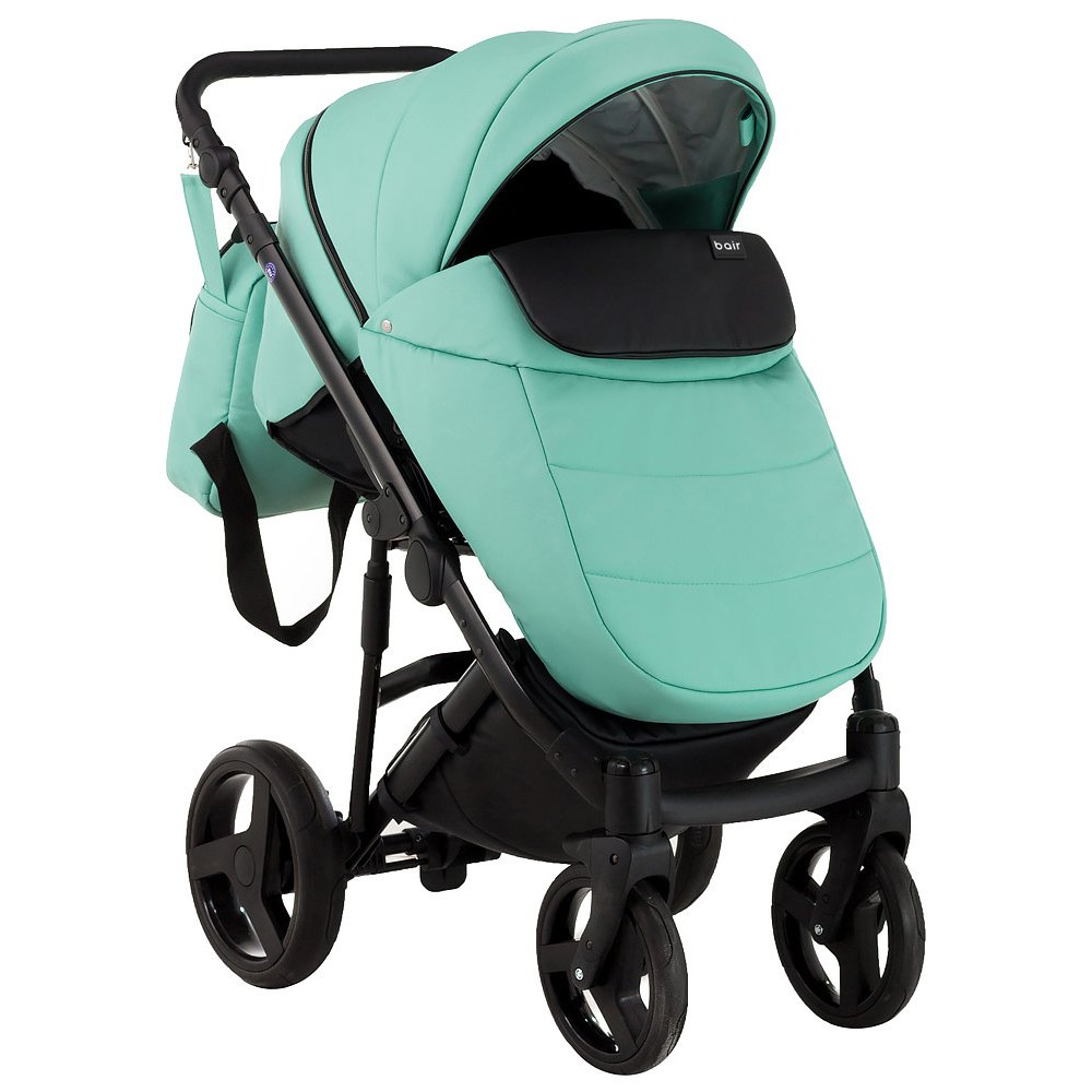 Коляска 2 в 1 Bair Mirello кожа 100% M-34/30 яркая мята - черный Коляска 2 в 1 Bair Mirello кожа 100% M-34/30 яркая мята - черный