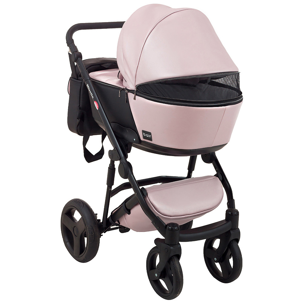 Коляска 2 в 1 Bair Mirello Plus кожа 100% MP-02 розовый перламутр - черный Коляска 2 в 1 Bair Mirello Plus кожа 100% MP-02 розовый перламутр - черный