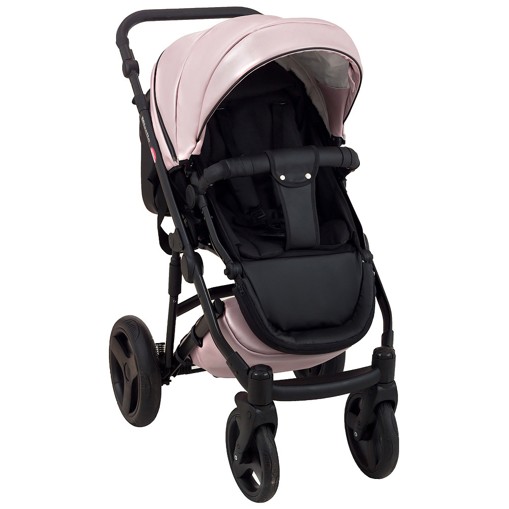 Коляска 2 в 1 Bair Mirello Plus кожа 100% MP-02 розовый перламутр - черный Коляска 2 в 1 Bair Mirello Plus кожа 100% MP-02 розовый перламутр - черный