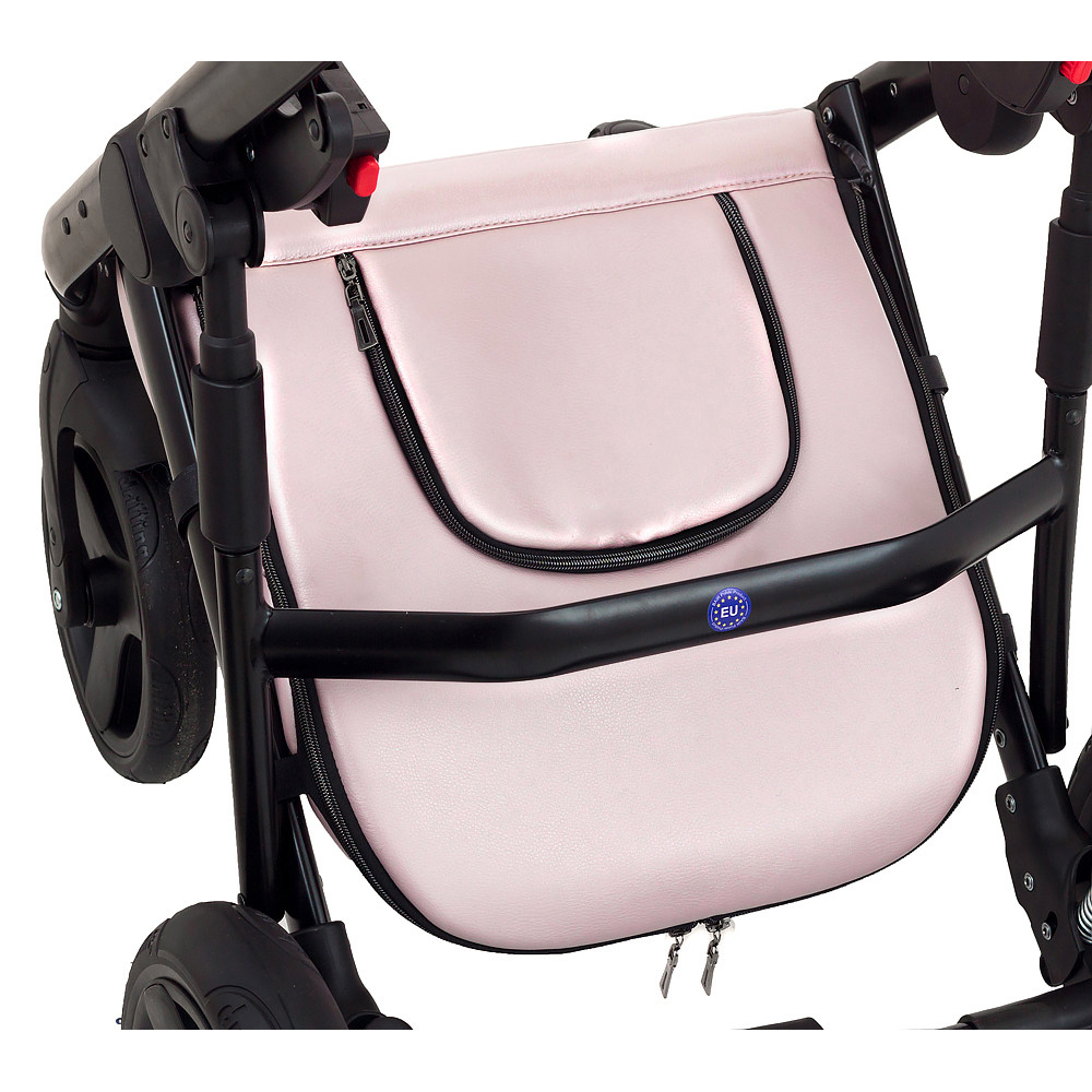 Коляска 2 в 1 Bair Mirello Plus кожа 100% MP-02 розовый перламутр - черный Коляска 2 в 1 Bair Mirello Plus кожа 100% MP-02 розовый перламутр - черный