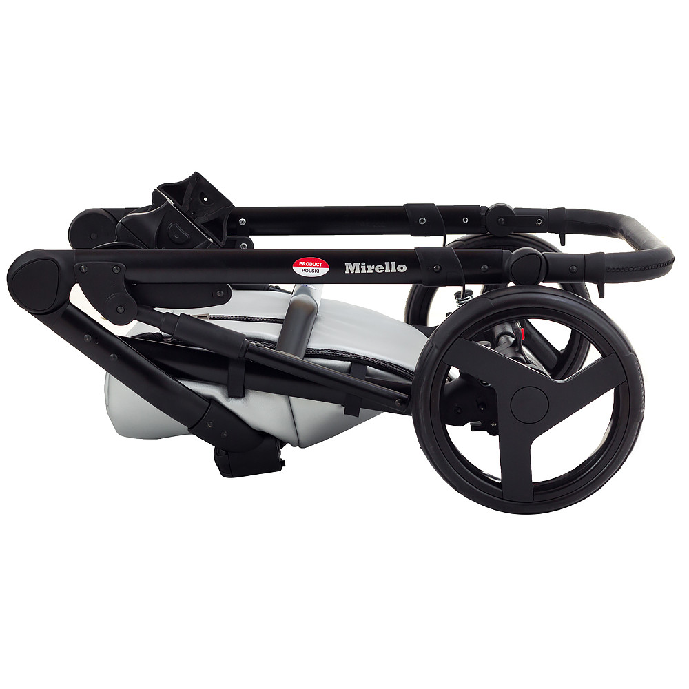 Коляска 2 в 1 Bair Mirello Plus кожа 100% MP-31 серебро перламутр - черный Коляска 2 в 1 Bair Mirello Plus кожа 100% MP-31 серебро перламутр - черный