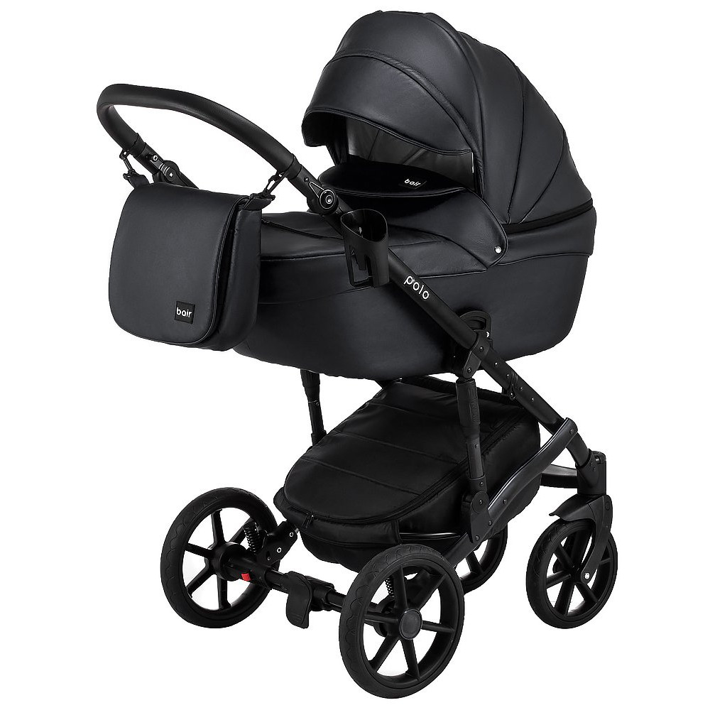 Коляска 2 в 1 Bair Polo (Black) кожа 100% 32