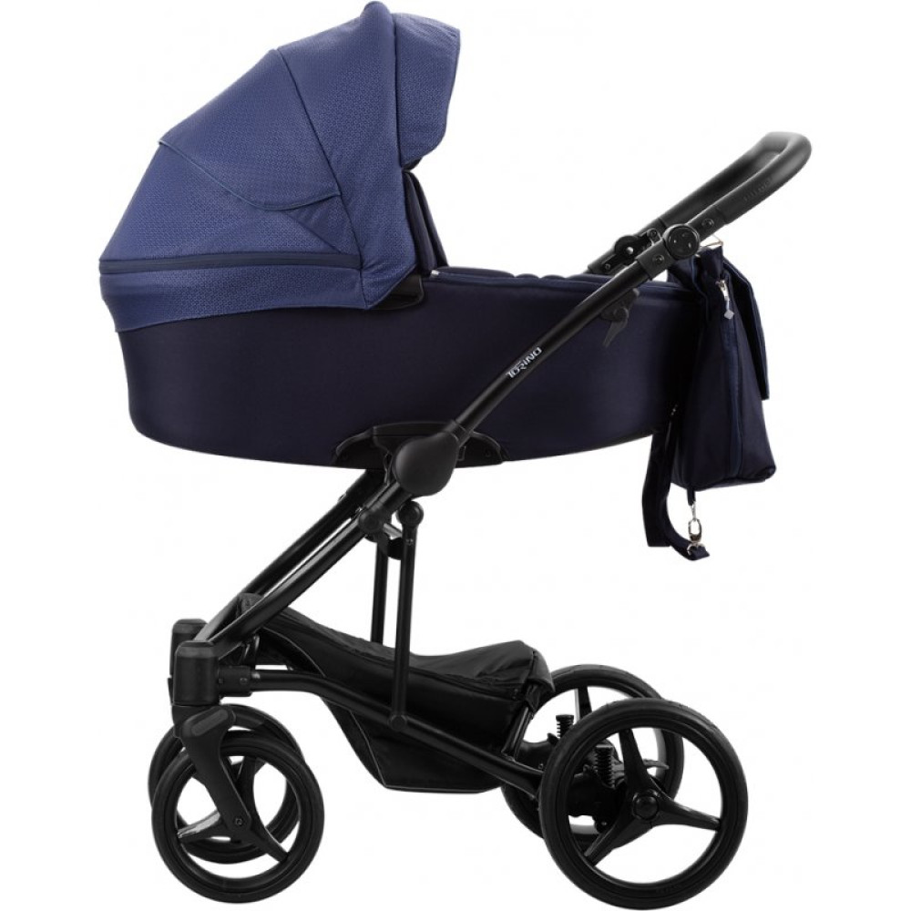 Коляска 2 в 1 Bebetto Torino Tex 121 синий-индиго, черная рама