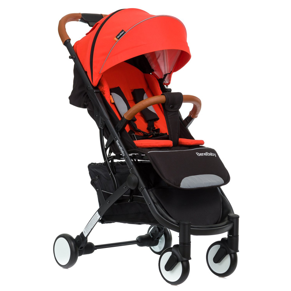 Прогулянкова коляска Bene Baby D200 червона на чорній рамі + М'який вкладиш в Подарунок