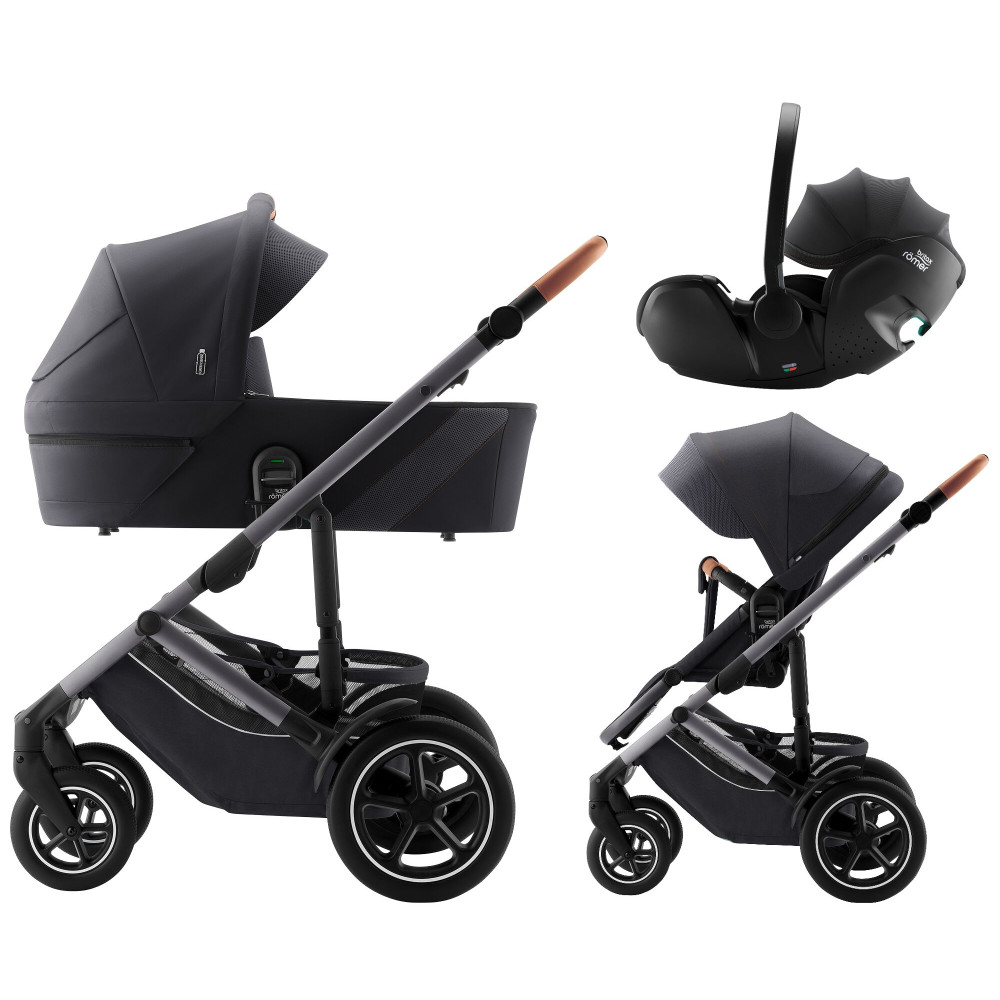 Britax Romer Smile 5Z - всесезонная детская коляска 3 в 1 с автокреслом для младенца Britax Romer Baby-Safe Pro • Fossil Grey