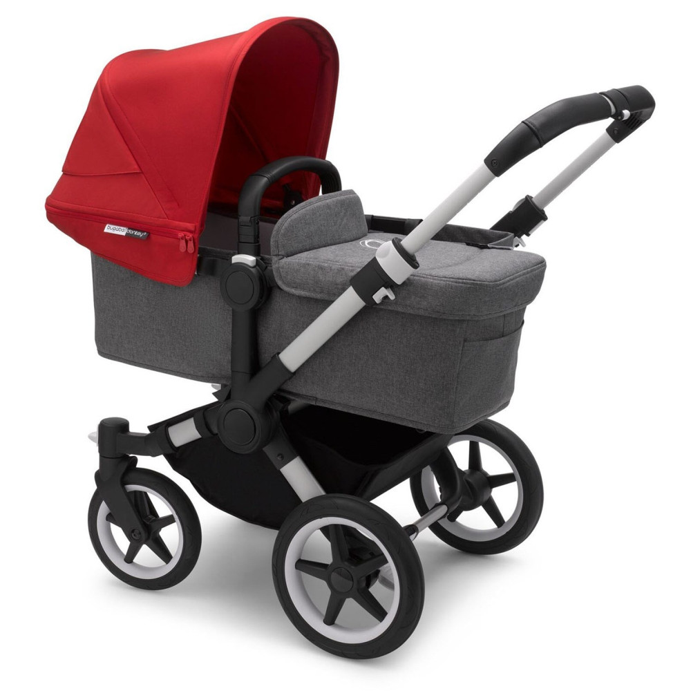 Коляска 2 в 1 Bugaboo Donkey 3 Mono Aluminium/Grey Melange/Red