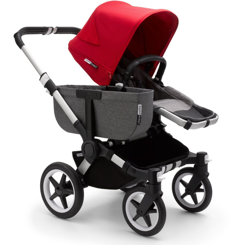 Коляска 2 в 1 Bugaboo Donkey 3 Mono Aluminium/Grey Melange/Red