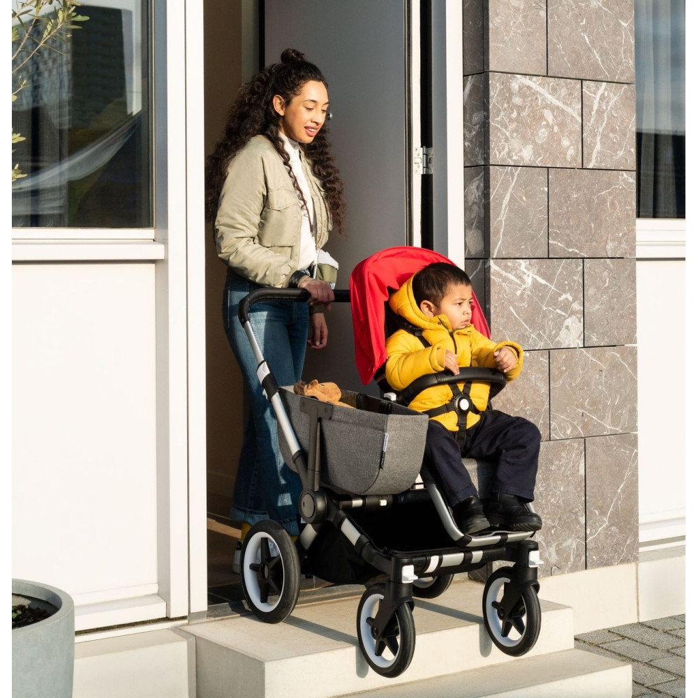 Коляска 2 в 1 Bugaboo Donkey 3 Mono Aluminium/Grey Melange/Red