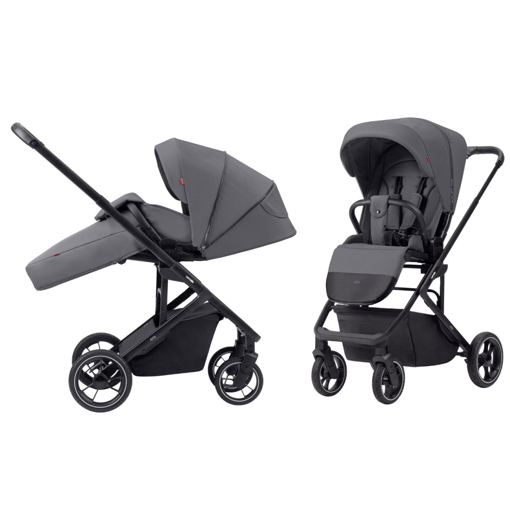 Carrello Alfa 2023 CRL-5508 - прогулочная коляска с реверсивным блоком (сиденье устанавливается лицом к маме), регулируется высота капюшона • Graphite Grey
