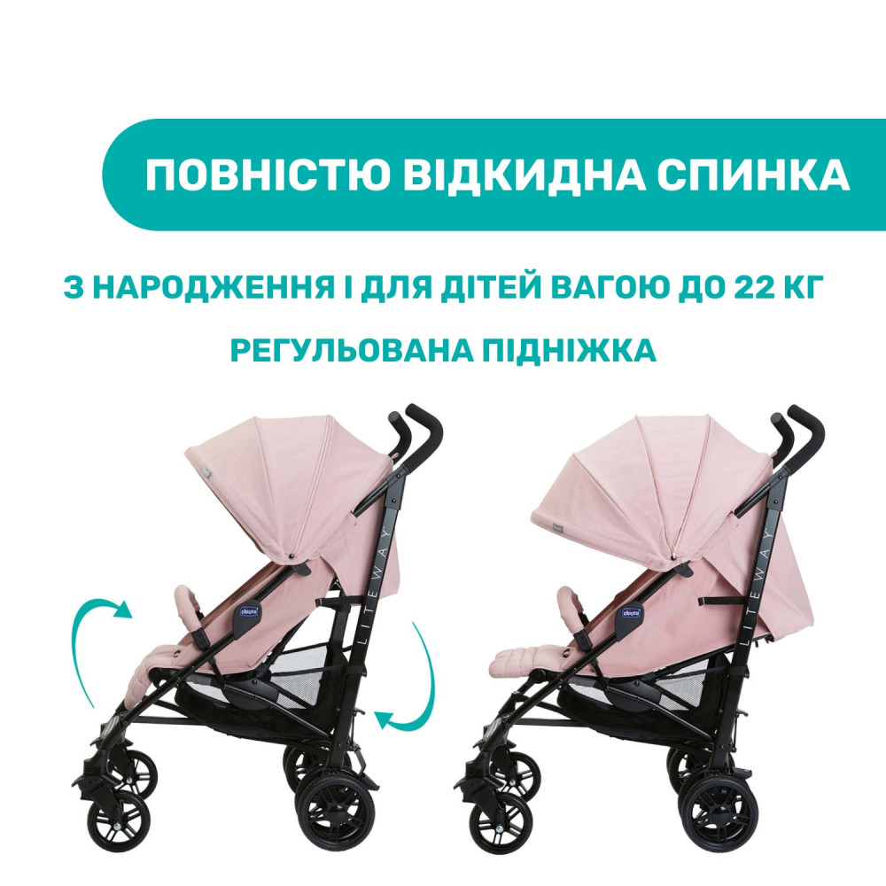 Chicco Liteway 4 - детская прогулочная коляска, летняя коляска для прогулок, компактное складывание • Pink (79892.20) Chicco Liteway 4 - детская прогулочная коляска, летняя коляска для прогулок, компактное складывание • Pink (79892.20)