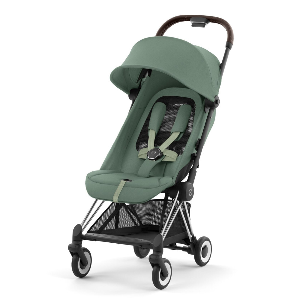 Cybex Coya - легкая прогулочная коляска для путешествий, ультракомпактная коляска премиум (ручная кладь), хромированная рама • Leaf Green Cybex Coya - легкая прогулочная коляска для путешествий, ультракомпактная коляска премиум (ручная кладь), хромированная рама • Leaf Green