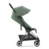 Cybex Coya - легкая прогулочная коляска для путешествий, ультракомпактная коляска премиум (ручная кладь), хромированная рама • Leaf Green