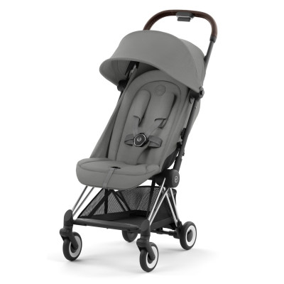 Cybex Coya - легкая прогулочная коляска для путешествий, ультракомпактная коляска премиум (ручная кладь), хромированная рама • Mirage Grey