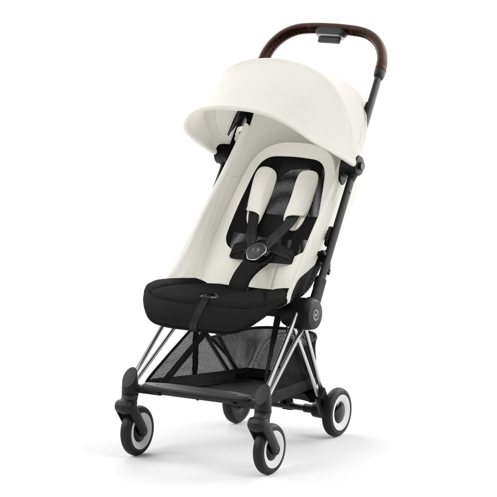 Cybex Coya - легка прогулянкова коляска для подорожей, ультракомпактний візок преміум (ручна поклажа), хромована рама • Off White