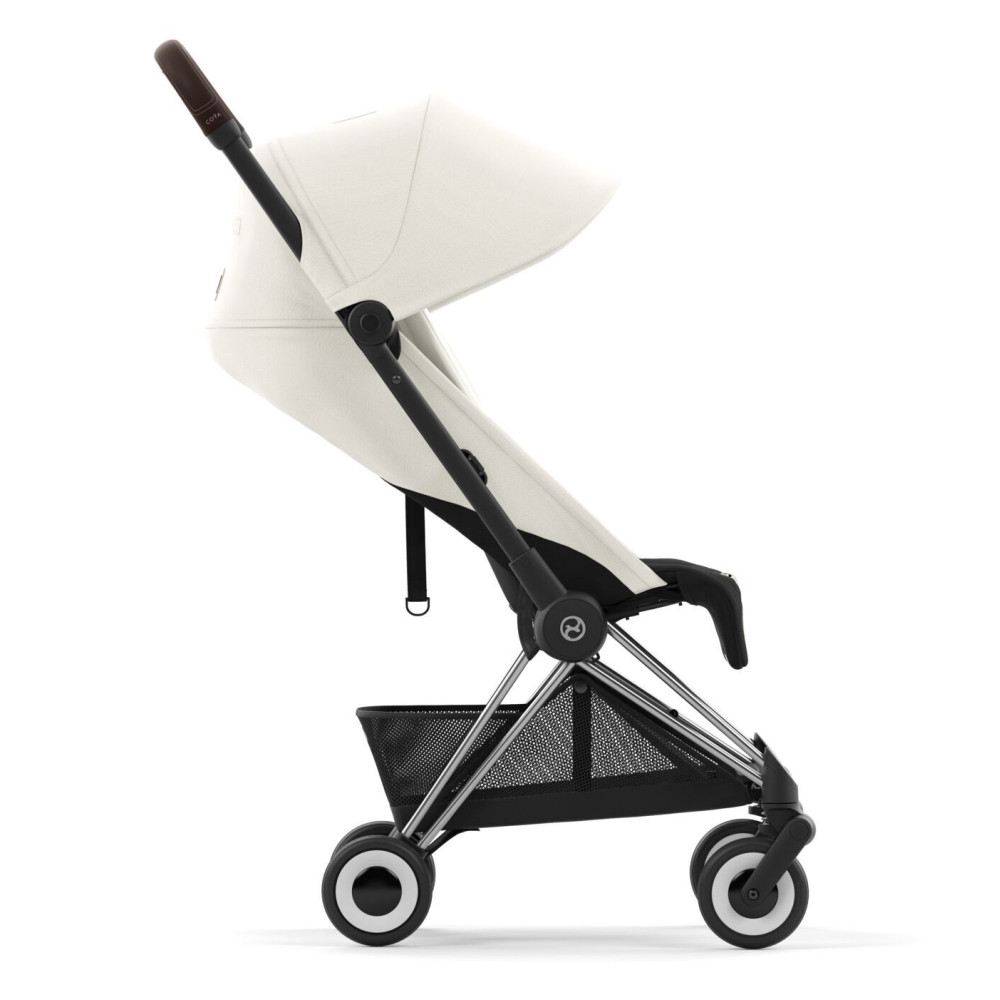 Cybex Coya - легка прогулянкова коляска для подорожей, ультракомпактний візок преміум (ручна поклажа), хромована рама • Off White