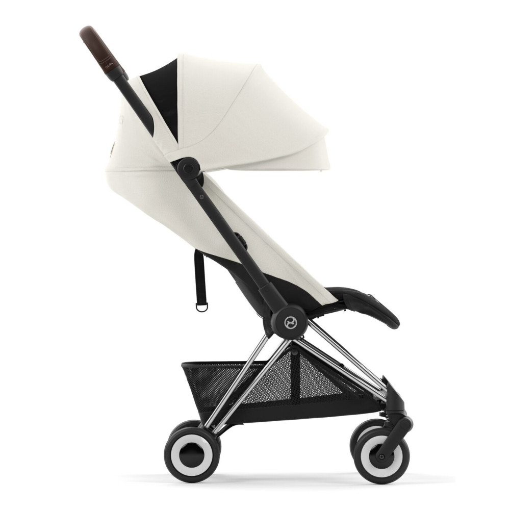 Cybex Coya - легка прогулянкова коляска для подорожей, ультракомпактний візок преміум (ручна поклажа), хромована рама • Off White