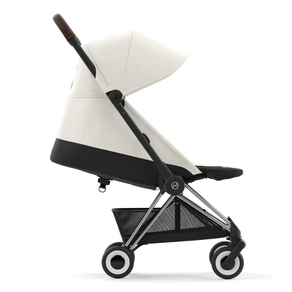 Cybex Coya - легка прогулянкова коляска для подорожей, ультракомпактний візок преміум (ручна поклажа), хромована рама • Off White
