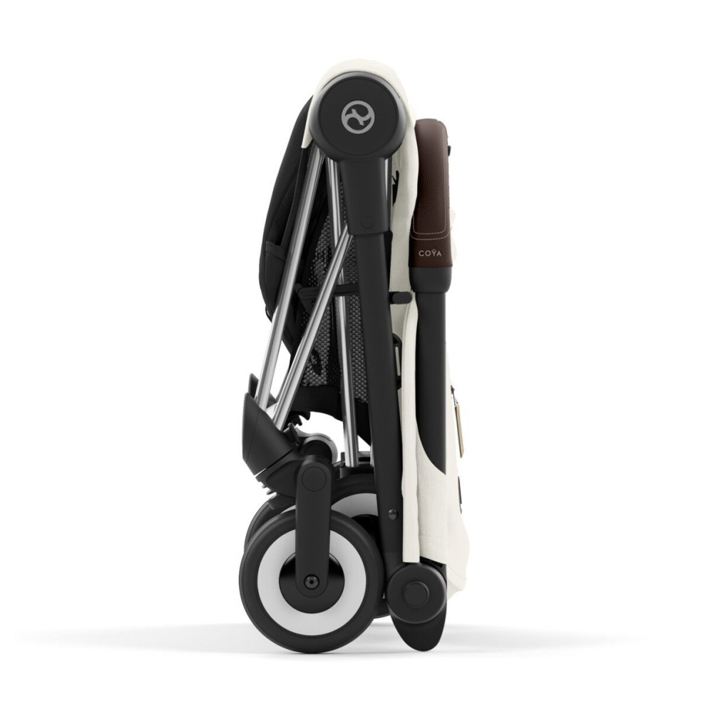 Cybex Coya - легка прогулянкова коляска для подорожей, ультракомпактний візок преміум (ручна поклажа), хромована рама • Off White