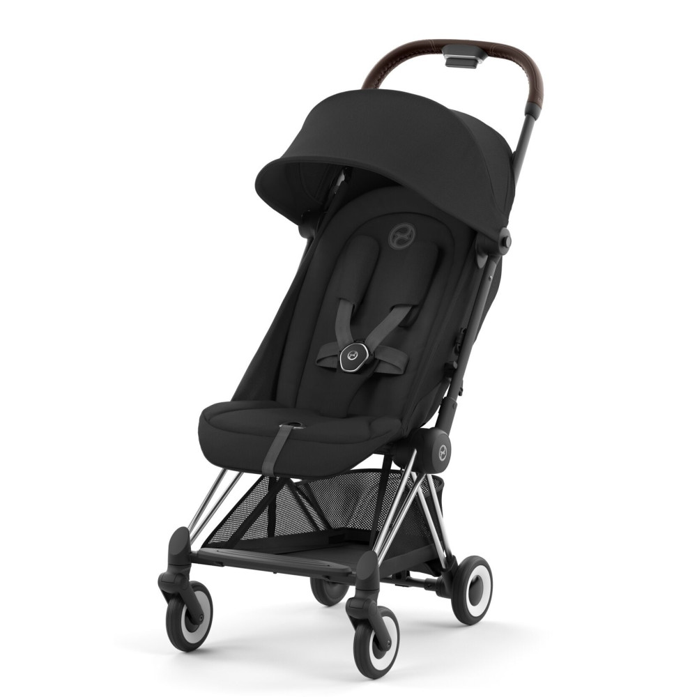 Cybex Coya - легка прогулянкова коляска для подорожей, ультракомпактний візок преміум (ручна поклажа), хромована рама • Sepia Black