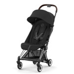 Cybex Coya - легкая прогулочная коляска для путешествий, ультракомпактная коляска премиум (ручная кладь), хромированная рама • Sepia Black