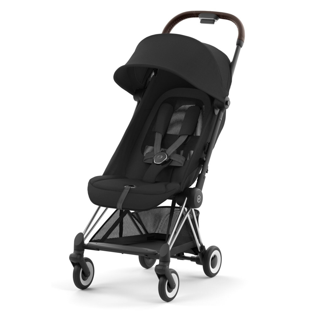 Cybex Coya - легка прогулянкова коляска для подорожей, ультракомпактний візок преміум (ручна поклажа), хромована рама • Sepia Black