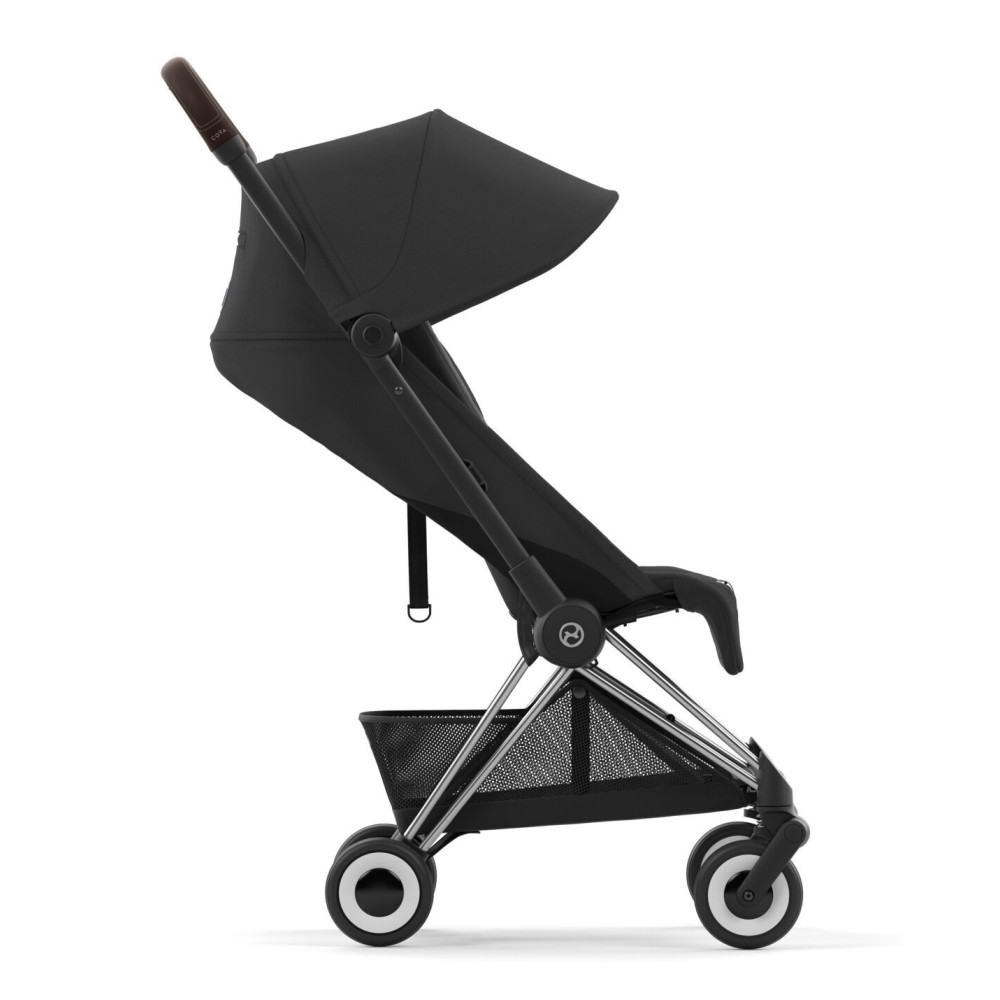 Cybex Coya - легка прогулянкова коляска для подорожей, ультракомпактний візок преміум (ручна поклажа), хромована рама • Sepia Black