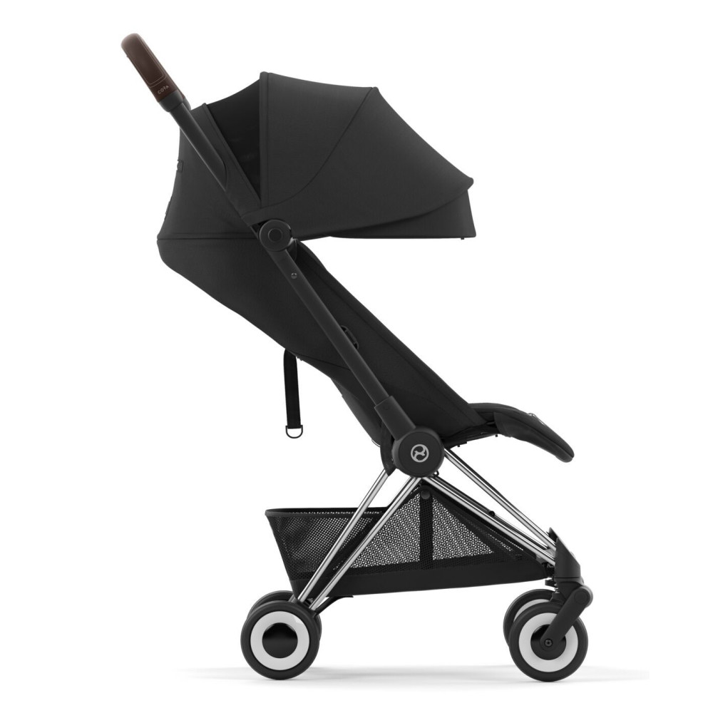 Cybex Coya - легка прогулянкова коляска для подорожей, ультракомпактний візок преміум (ручна поклажа), хромована рама • Sepia Black