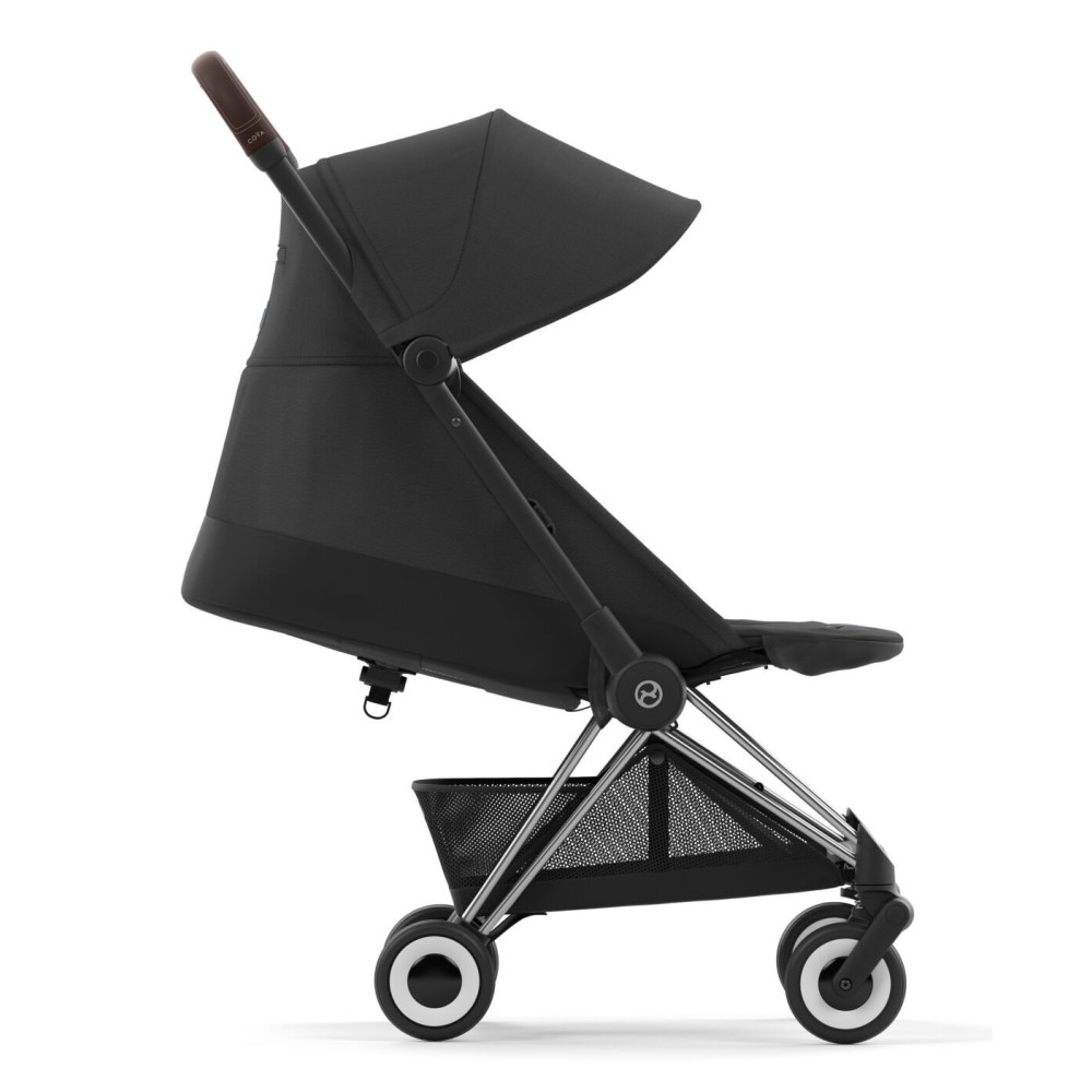 Cybex Coya - легка прогулянкова коляска для подорожей, ультракомпактний візок преміум (ручна поклажа), хромована рама • Sepia Black