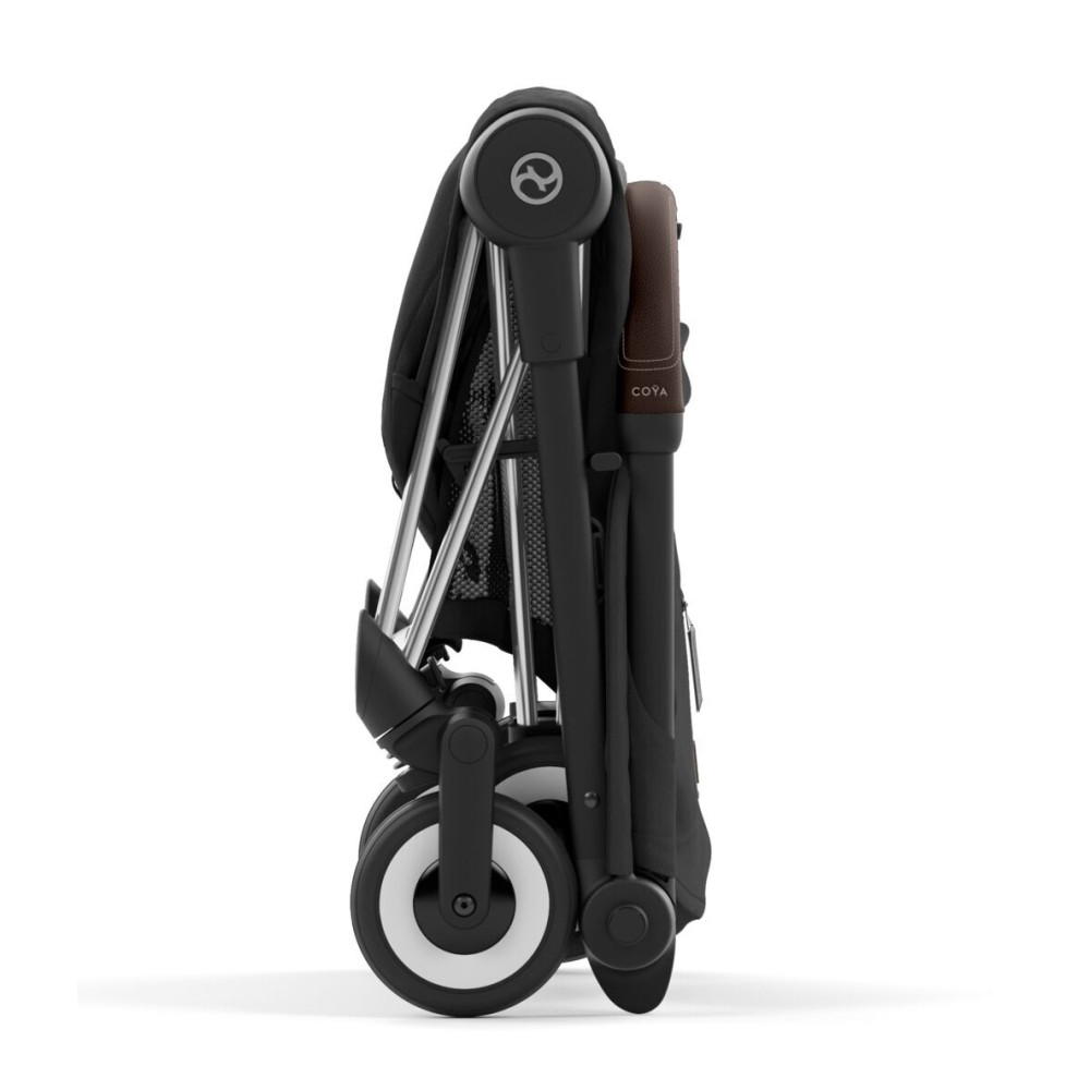 Cybex Coya - легка прогулянкова коляска для подорожей, ультракомпактний візок преміум (ручна поклажа), хромована рама • Sepia Black