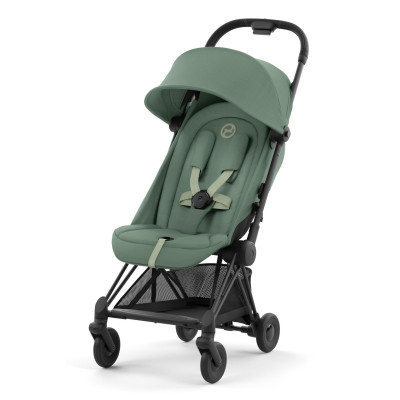 Cybex Coya - легкая прогулочная коляска для путешествий, ультракомпактная коляска премиум (ручная кладь), черная рама • Leaf Green