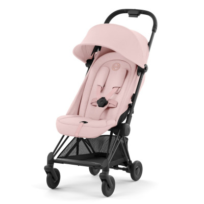 Cybex Coya - легкая прогулочная коляска для путешествий, ультракомпактная коляска премиум (ручная кладь), черная рама • Peach Pink