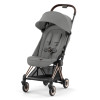 Cybex Coya - легкая прогулочная коляска для путешествий, ультракомпактная коляска премиум (ручная кладь), рама розовое золото • Mirage Grey
