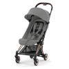 Cybex Coya - легкая прогулочная коляска для путешествий, ультракомпактная коляска премиум (ручная кладь), рама розовое золото • Mirage Grey