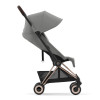 Cybex Coya - легкая прогулочная коляска для путешествий, ультракомпактная коляска премиум (ручная кладь), рама розовое золото • Mirage Grey