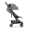 Cybex Coya - легкая прогулочная коляска для путешествий, ультракомпактная коляска премиум (ручная кладь), рама розовое золото • Mirage Grey
