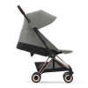 Cybex Coya - легкая прогулочная коляска для путешествий, ультракомпактная коляска премиум (ручная кладь), рама розовое золото • Mirage Grey