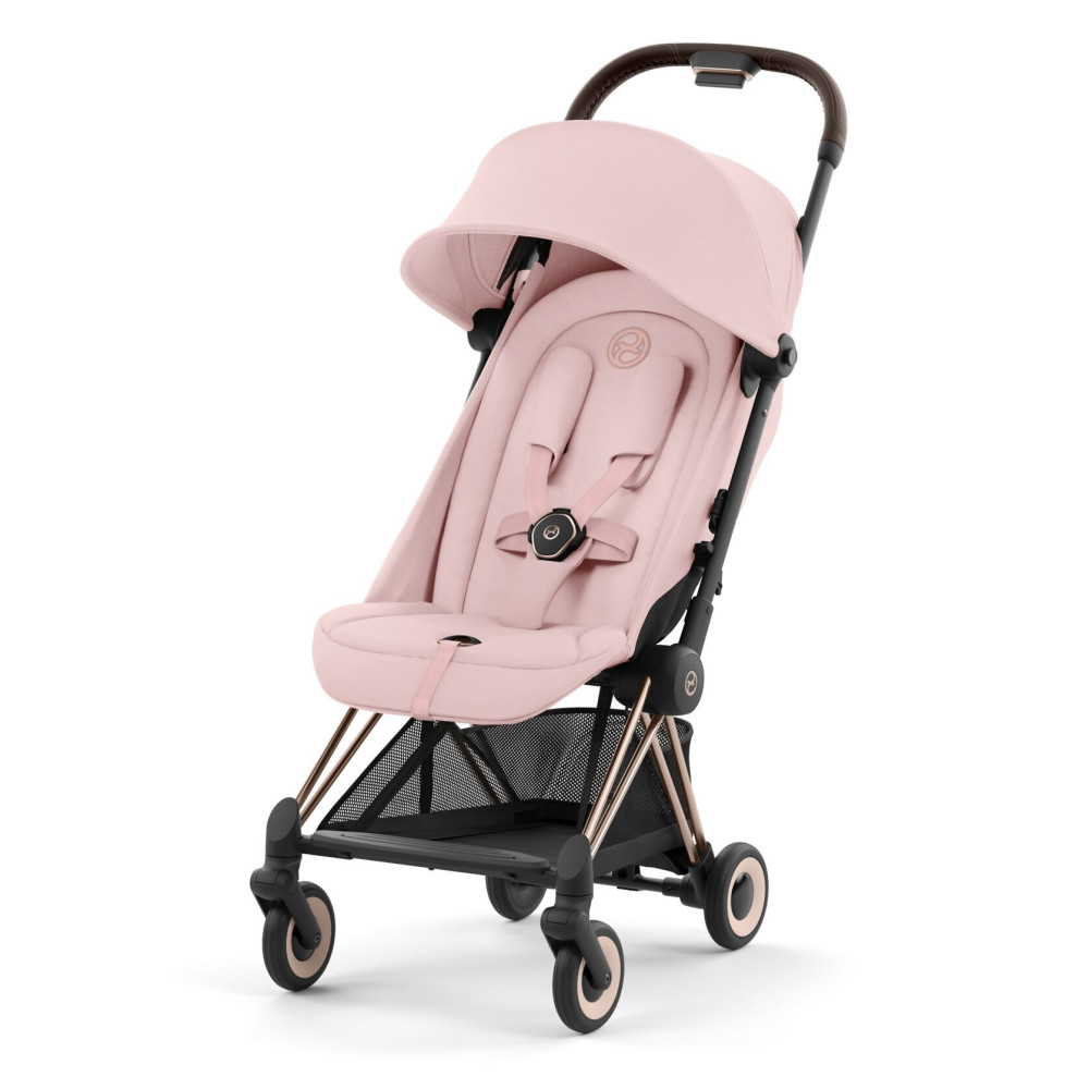 Cybex Coya - легка прогулянкова коляска для подорожей, ультракомпактний візок преміум (ручна поклажа), рама рожеве золото • Peach Pink