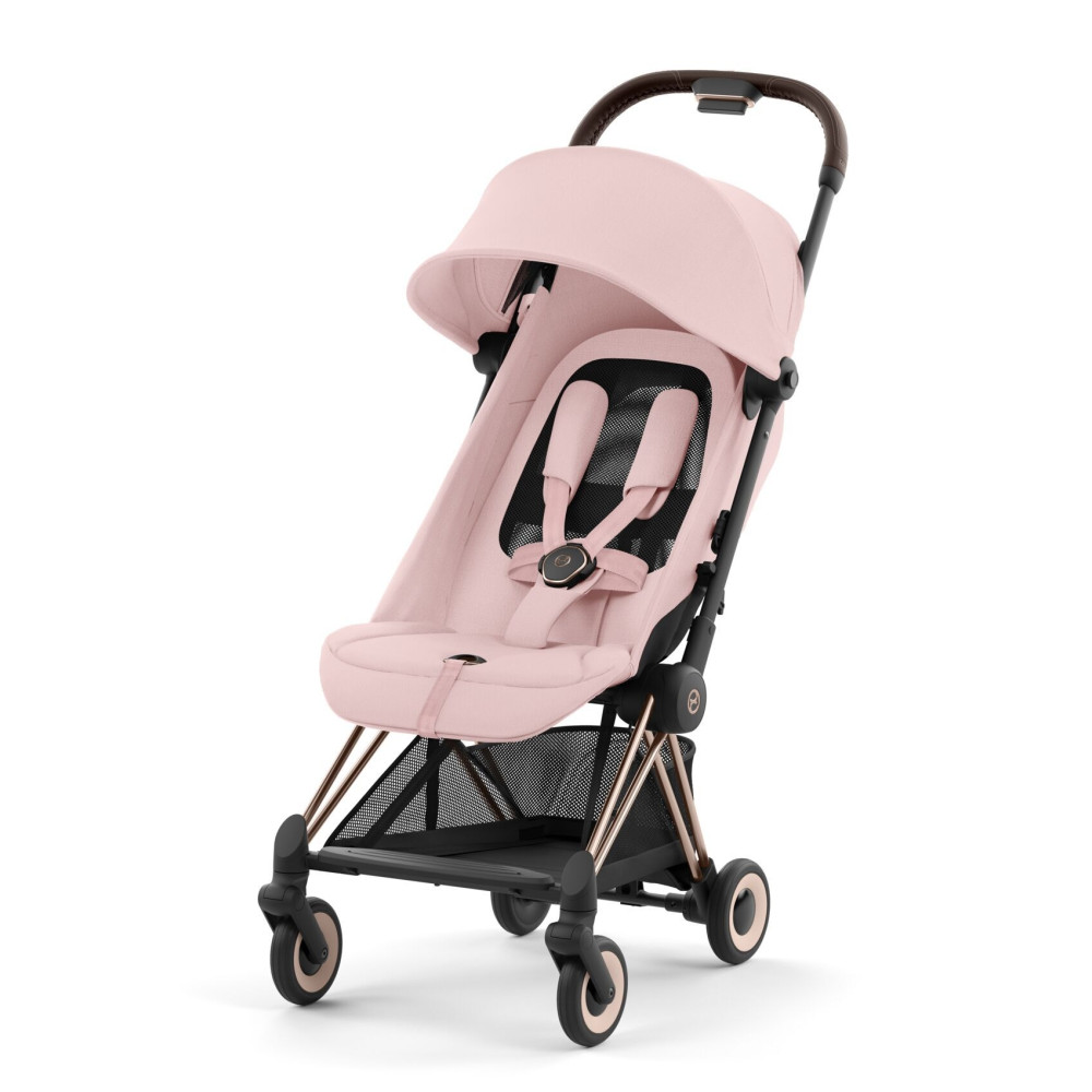 Cybex Coya - легка прогулянкова коляска для подорожей, ультракомпактний візок преміум (ручна поклажа), рама рожеве золото • Peach Pink
